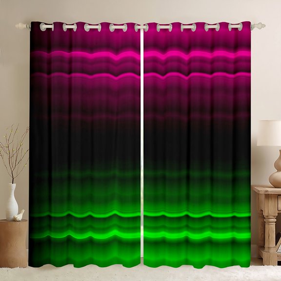 jejeloiu Modern Geometric Stripe Blackout Curtains Set of 2 (52x84 Each),Abstract Art Window Curtains,Pink Black Green Curtains and Drapes For Girls Boys,Super Cozy Room Decor