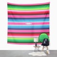 thumbnail image 2 of UFAEZU Stripes Pattern Pink Green Blue Serape Threads Wall Art Hanging Tapestry Home Decor for Living Room Bedroom Dorm 60x80 inch, 2 of 2