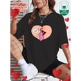thumbnail image 1 of Camiseta "Feliz Día de San Valentín" 100 % algodón para mujer. Cuello redondo informal, manga corta, con una linda pareja de dibujos animados. Ideal para adultos, hombres, mujeres, adolescentes, jóven, 1 of 7
