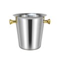thumbnail image 1 of Lujoso cubo de hielo de metal de acero inoxidable con asas doradas, enfriador de cubo de vino, tina de bebidas for paridades, picnics, camping, uso de bar al aire libre, 1 of 4