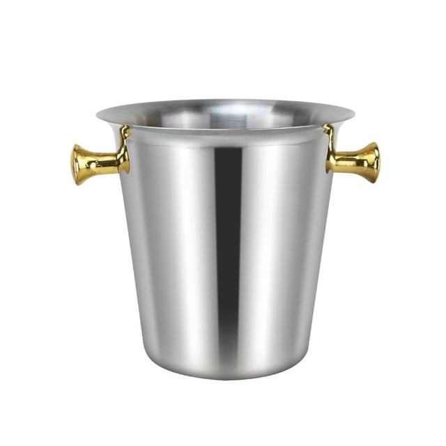 Lujoso cubo de hielo de metal de acero inoxidable con asas doradas, enfriador de cubo de vino, tina de bebidas for paridades, picnics, camping, uso de bar al aire libre