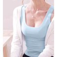 thumbnail image 5 of Women'S Sleeveless Square Neck Tank Top Double Layer Basic Crop Tops Summer Fitness Workout Casual Tops Blue L, 5 of 9