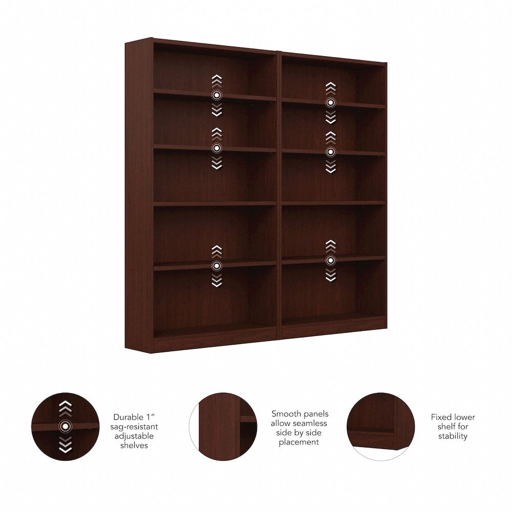 Bush Furniture Universal 5 Shelf Bookcase Vogue Cherry Set of 2 UB003VC