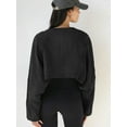 thumbnail image 4 of Cizayoi Women's Casual Long Sleeve Cropped Sweatshirt Crewneck Short Pullover Shirt Tops, 4 of 6