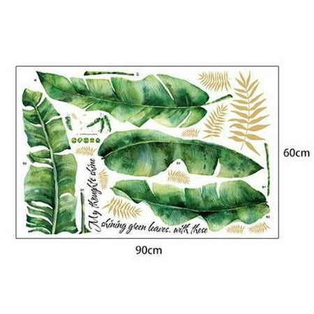 Large Living Room Art AkoaDa Wall Sticker Nordic Green Plant Large Leaves Modern Ins Removable Vinyl Decal Art Mural Living Room Decor Bedroom Dining Room ()