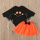 thumbnail image 2 of De Conjunto de mono y falda de tul con estampado de dibujos animados de Halloween para niñas de Nfant, 2 of 9