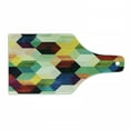 thumbnail image 1 of Vintage Cutting Board, Rhombus Pattern Grunge Effect Hexagonal Pattern Colorful Geometric Mosaic Art, Decorative Tempered Glass Cutting and Serving Board, Wine Bottle Shape, Multicolor, by Ambesonne, 1 of 1