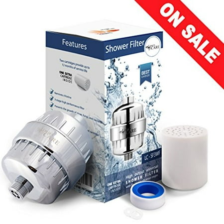 Shower Filter with 2 Replaceable Multi-Stage Filter Cartridges - Removes Chlorine and Harmful Substances - Prevents Hair and Skin