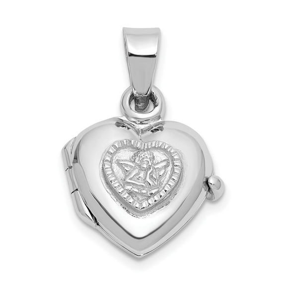 Auriga 925 Sterling Silver 11mm Guardian Angel Heart Locket Pendant(L- 16.4mm, W- 12mm) Valentine's Day Gift for Women