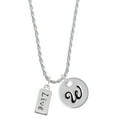 thumbnail image 1 of Delight Jewelry Silvertone Live Silvertone Script Initial Disc - W - Charm Necklace, 20"+3", 1 of 4
