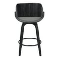 thumbnail image 4 of Armen Living Indoor Milan Adjustable Swivel Gray Faux Leather and Black Wood Bar Stool with Black Base, 4 of 6