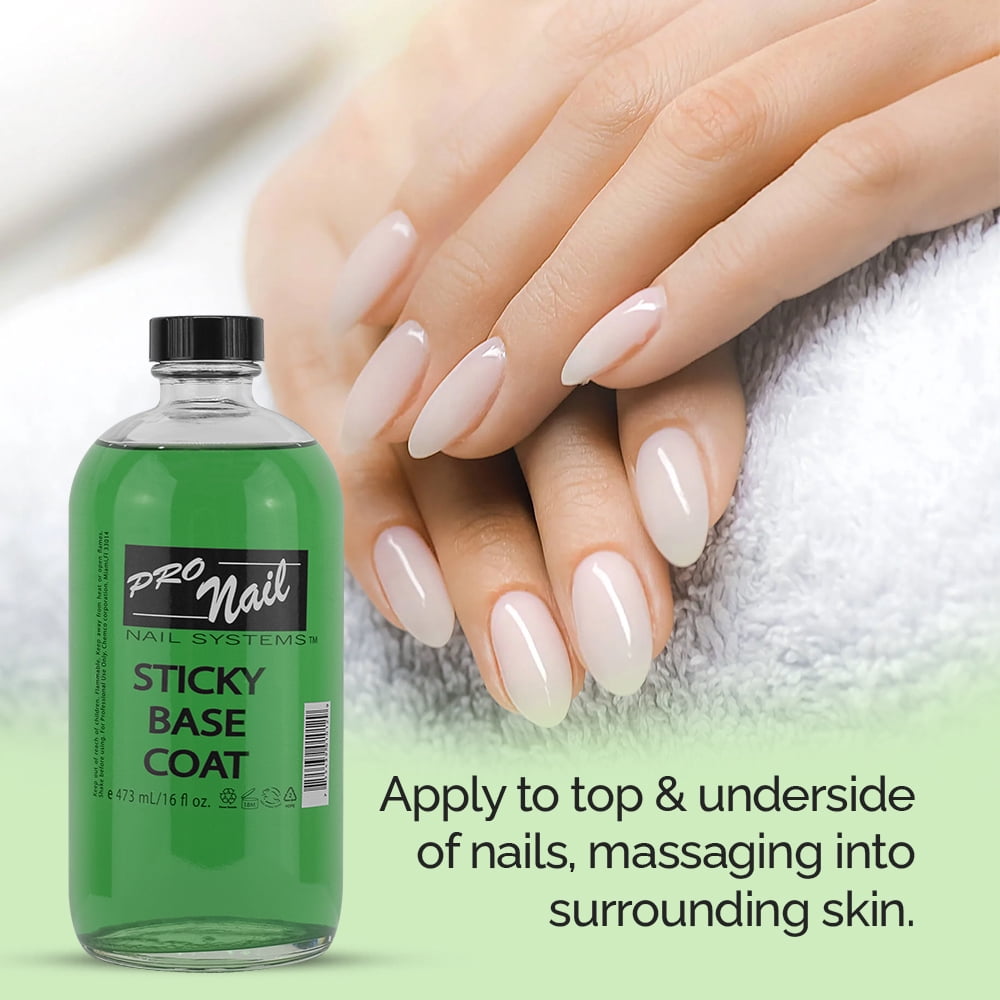 Pro Nail Sticky Base Coat - Long-Lasting Adhesion, Secure Nail Polish - 16 Oz