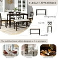 thumbnail image 5 of Tensun 6-Piece Counter Height Dining Set Table Set for 6 with 4 Upholstered Chairs, Bench, and Storage Shelf, Perfect for Kitchen and Living Room, Espresso Finish, 5 of 5