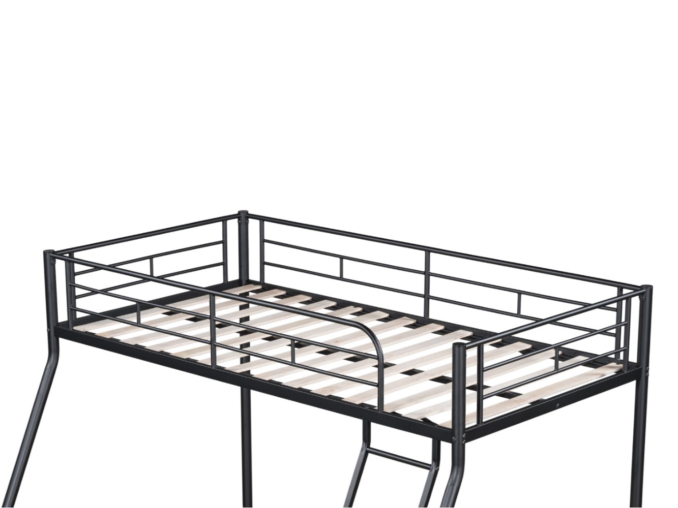 Twin Over Full Bunk Bed, Metal Bunk Beds with Full Length Guardrail, Low Profile Bunk Bed Frame for Bedroom, No Box Spring Needed, Black