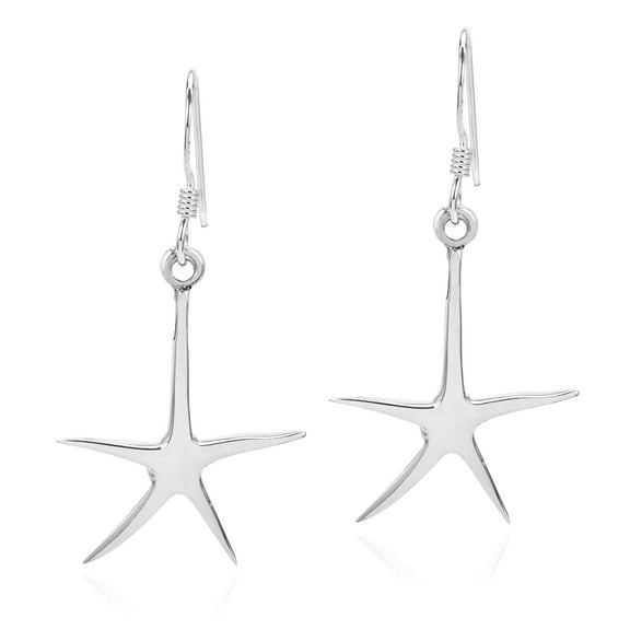 AeraVida Enchanting Ocean Sterling Silver Starfish Dangle Earrings