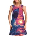 thumbnail image 1 of Xecao Robe d'Été Hawaïenne Plage Requin pour Femmes Robe Décontractée Sans Manches avec Poches, 1 of 7