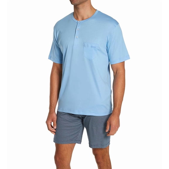Men's Calida 41967 Relax Choice Supima Cotton Pajama Short Set (Placid Blue M)