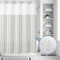 thumbnail image 2 of No Hook Shower Curtain, Sage Green Striped Shower Curtains for Bathroom with See Through Top Window, Sage Green White Stripes Farmhouse Waterproof & Washable Bath Curtain Extra Long 72"x96", 2 of 9
