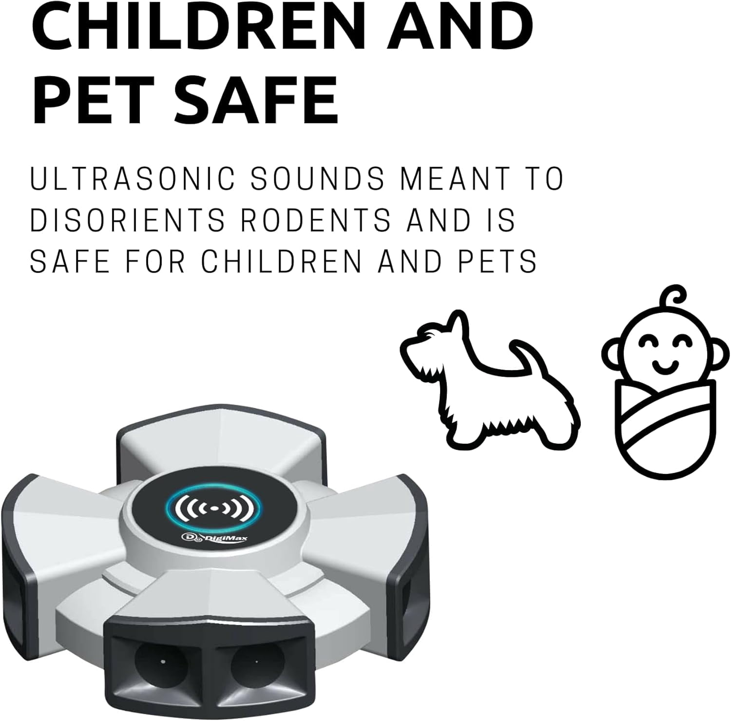 DigiMax Industrial 360° 8 speakers Bluetooth Smart Ultrasonic Rodent Repeller Pest Control Rat Repellent App Compatible Wide Range Kitchen Restaurant