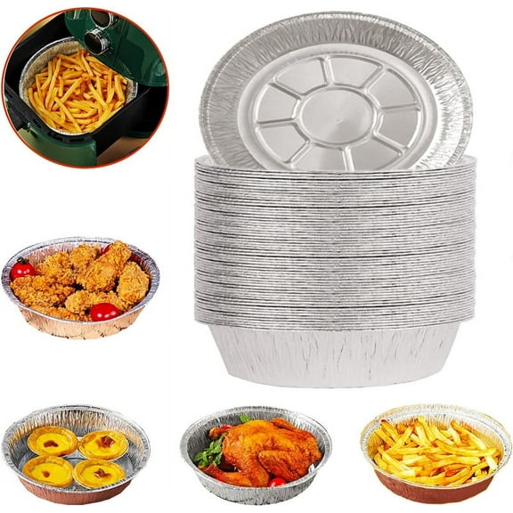 Roofei 150 Pack Disposable 6" Aluminum Foil Pie/Fruit Tart Pan Round Cake Pan for Baking Roasting Cooking Mini Pies, Homemade Small Cakes & Quiche, Oven Safe Foil Tins