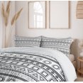 thumbnail image 6 of Ambesonne Prehistoric Duvet Cover Set, Sun Triangles Borders, 2-Calking, Black White, 6 of 7