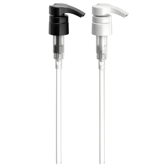Bar5F Bombas universales para champú, acondicionador, gel de baño, etc. para botellas de 1 litro/33,8 onzas/33.8 fl oz, juego de 2, blanco y negro, 2 unidades (paquete de 1)