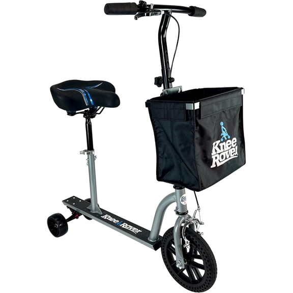 KneeRover Walk Assist - Mobility Freedom Walking Bike for Chronic Joint Pain, Seated Mobility Scooter Walker Crutch Alternative for Foot, Ankle, Knee, Leg, and Hip Injury Recovery (Silver)