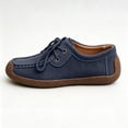 thumbnail image 6 of Women’s Suede Lace Up Loafers, Lightweigh Casual Style Casual Boat Shoes, Slip On Comfort Walking Flats Dark Blue-Q 8.5(42), 6 of 7