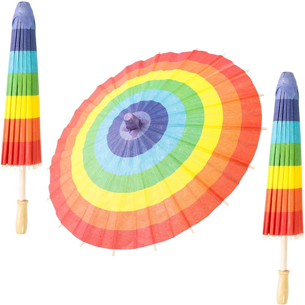 Bright Creations Bright Creations 11.5" Rainbow Paper Parasol