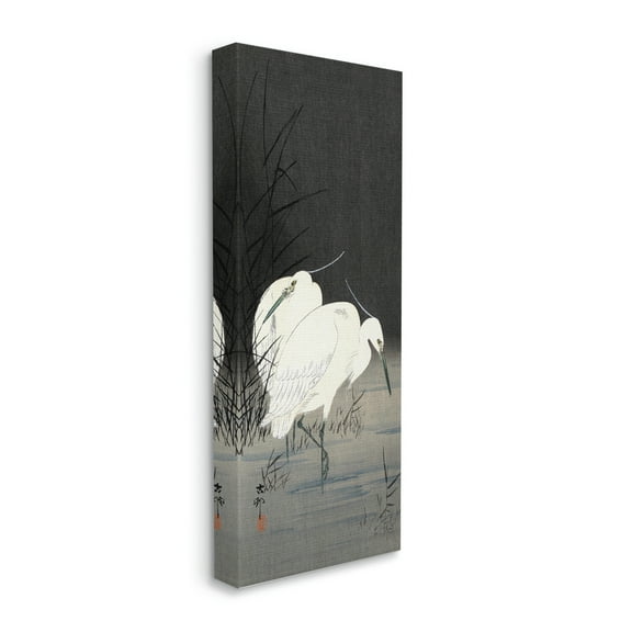 Stupell Industries Traditional Crane by Lake Japanese Inspired Bird Print Gallery-Wrapped Canvas Print Wall Art, 10x24, by Ohara Koson