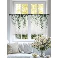 thumbnail image 4 of Green Eucalyptus Sheer Curtains 45 Inch Length 2 Panels Set, Weeping Botanical Leaf Watercolor Voile Window Treatment Rod Pocket Small Kitchen Curtains Drapes for Bedroom 52"x45"x2, 4 of 7