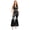 Black, variant on Women's 70s Disco Jumpsuit Shiny Bell Bottoms Romper Metallic Sleeveless Hippie Pantsuit Gold S