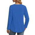 thumbnail image 3 of MOSHU Long Sleeve Womens Tops Deep V Neck Blouses for Women Loose Fit Curved Hem Fall Shirts, 3 of 7
