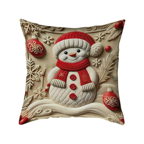 Vintage Christmas Throw Pillow Covers, Soft Comfy Xmas Santa Claus Trees Pillow Cases, Snowman Reindeer Decor for Couch Sofa Living Room Bed, Snowman