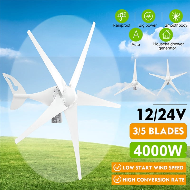 Details about   4000W 12V/24V 3/5 Blade Wind Turbines Generator W/ Charge Controller Home Power