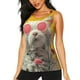 thumbnail image 1 of Fotbe Floral Sunglasses Cat Art Blusas Sin Mangas para Mujer – Estilo Casual, Corte Suelto, Slim-Fit, Cuello Redondo Deportivo, Tops de Verano para Gimnasio y Yoga-Medium, 1 of 7