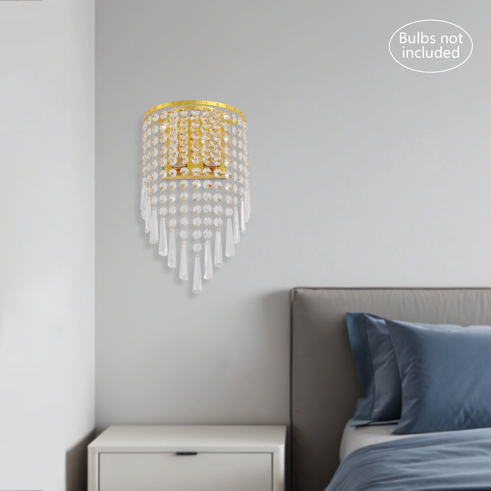 Crystal Wall Light Sconces - Modern Semicircle Wall Mount Lamp with Elegant Design, Dimmable Lighting Fixture for Bedroom, Living Room, and Hallway Decor