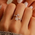 thumbnail image 3 of Anillo plata 925 hoja camelia, CZs, ajustable, regalo mujer, 3 of 4