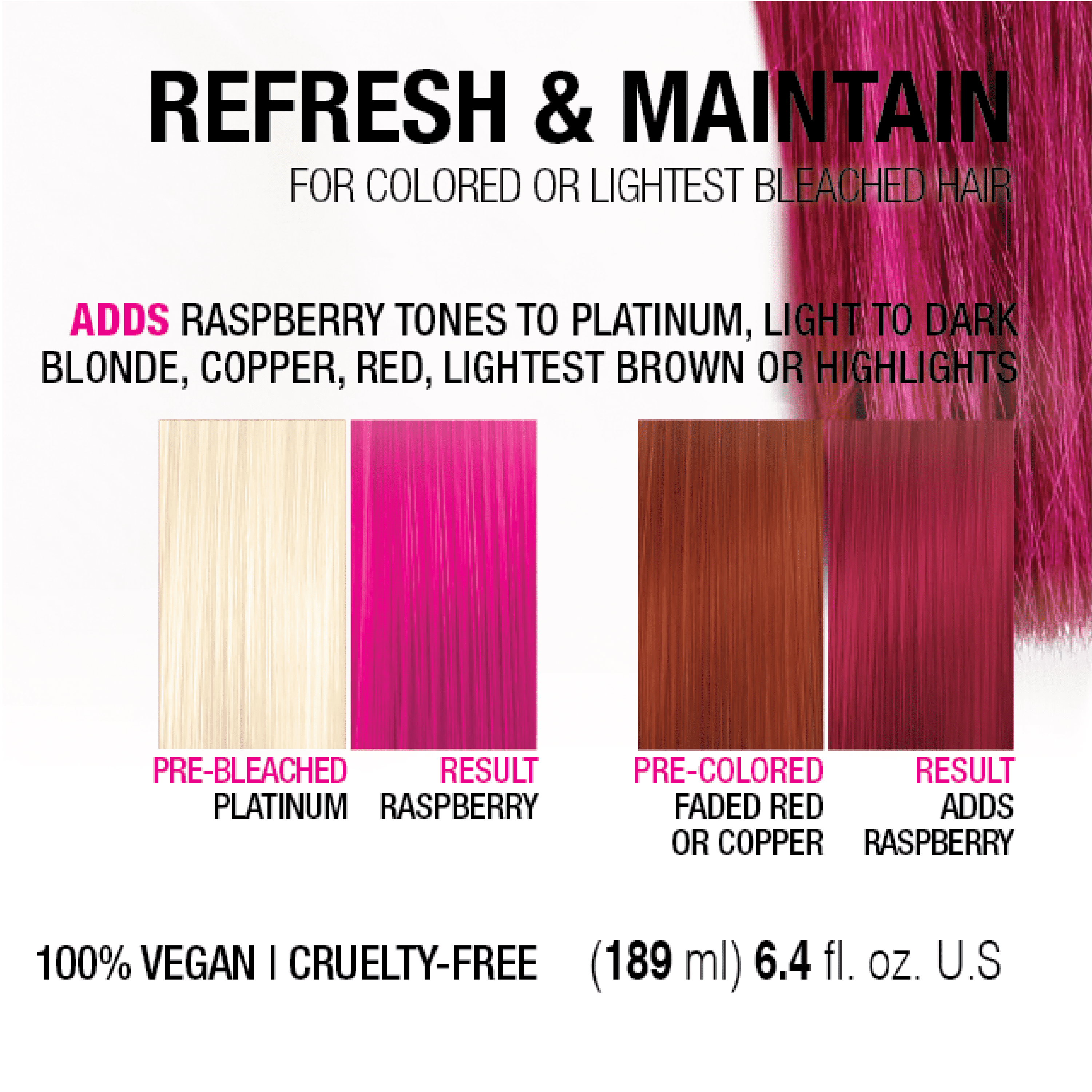 No Fade Fresh Color Depositing Conditioner with BondHeal Bond Rebuilder, Plant-Based, Vegan, Cruelty-Free 6.4 oz - Raspberry Rush Hair Color Mask