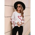 thumbnail image 5 of Women Valentines Day Sweater Long Sleeve Embroidery Heart Sweater Oversized Knitted Pullover Jumper Tops White L, 5 of 9