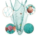 thumbnail image 2 of TETOU 1Pc Nature Fish Net with Shells Cotton Fishing Net Wall Decoration for Ocean Themed Pira'te Party, Hawaiian Beach Party Decor-Blue, 2 of 6