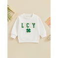 thumbnail image 3 of Elippeo Toddler St. Patrick's Day Toddler Kids Baby Boy Girl Sweatshirts 6M 12M 18M 24M 3Y Fuzzy Letter Embroidery Long Sleeve Round Neck Pullover Loose Tops, 3 of 10