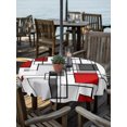 thumbnail image 2 of Outdoor Table Cloth with Umbrella Hole and Zipper, Red Grey Geometric Waterproof Round Tablecloth 54 Inch, Abstract Art Modern Irregular Washable Table Cover for Outside Party Patio Picnic, 2 of 6