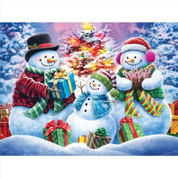 Bits and Pieces Jigsaw Puzzle Festive Snowman Family 300-Piece Large Pieces for Adults 18" x 24"