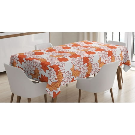 

Orange Tablecloth Blossoming Hand Drawn Lotus Leaves Garden Flowers Botanical Nature Theme Rectangular Table Cover for Dining Room Kitchen 60 X 90 Inches Orange Ruby Salmon by Ambesonne