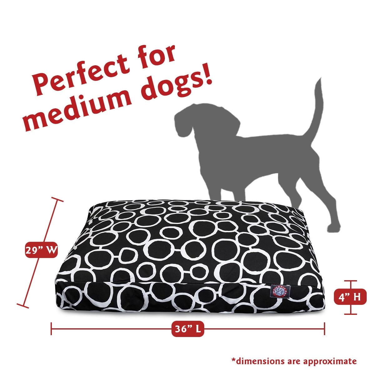 Majestic Pet | Fusion Rectangle Pet Bed For Dogs, Removable Cover, Black, Medium