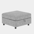 thumbnail image 6 of Modern Loveseat Sofa with Deep Seat & Storage Ottoman,Chenille Chaise Longue Sofa Bed for Small Spaces,Living Room,Bedroom,Grey, 6 of 8