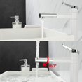 thumbnail image 2 of BRILLAR Grifo para lavabo de baño de latón blanco con manija única giratoria 360 - Grifo monomando para lavabo con un solo orificio, 2 of 5