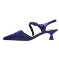 thumbnail image 4 of FSJ Women Comfort Pointed Closed Toe Slingback Pumps Kitten Low Heel Ankle Strap Buckled Sandals Office Work Shoes Size 8 Navy, 4 of 4