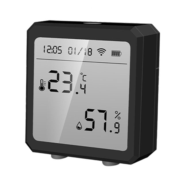 Termómetro digital Higrómetro Monitor WiFi Alertas Reloj despertador exterior Habitación Monitor Mini calibre para oficina en casa Dormitorio - NEGRO Sunnimix Sensor de temperatura